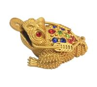 Cabilock Golden Three Legged Money Frog Figurine with Rhinestone Accents Chinese Style Wealth Toad Sculpture for Home Office Tea Table Decor Luxury Decorative Sculpture for Prosperity and