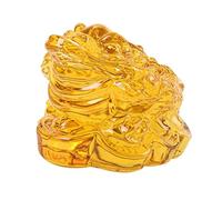 Cabilock Golden Toad Statue Decorative Yellow Desktop Ornament Glass Sculpture to Beautify Personal Space and Enhance Wealth for Office and Table, Home Decoration