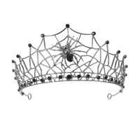 Cabilock Gothic Black Spider Web Headpiece Bridal Hair Crown Baroque Alloy Crystal Wedding Tiara for Brides Halloween Cosplay Festival Party Hair Accessories