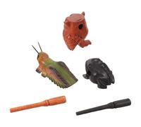 Cabilock Guiro Percussion Instruments Set Smooth Handpolished Surface Wooden 3pcs with Frog, Cricket and Owl Shapes, Lightweight Handcrafted Sound Quality for Individual Play and School