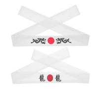 Cabilock Hairband Cotton Material Samurai Headband 2pcs Japanese Style Good Absorbability and Sweat Absorption for Costume Party and Washing Face