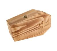 Cabilock Halloween Coffin Treat Box Wood Keepsake Box with Lid Spooky Halloween Tray for Pet Ashes Snacks and Reusable Wooden Decor for Party and Home Use
