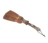 Cabilock Halloween Hanging Witch Broom Pendant Crystal Altar Decor DIY Craft Ornament with Pumpkin Face Multi Functional Decorative Charm for Home and Party