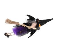 Cabilock Halloween Hanging Witch Decoration Adorable Witch Figurine Broomstick Festival Decor for Home Office Cafe Hotel Compact and Lightweight Spooky Ornament