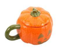 Cabilock Halloween Pumpkin Mug with Lid Cozy Ceramic Drinkware for Hot Chocolate Tea Fall Harvest Party Decor Kawaii Jack Lantern Cup Heat Retentive Holiday Coffee Cup