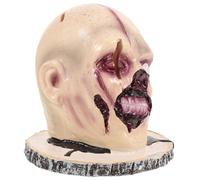 Cabilock Halloween Zombie Head Kitchen Cutter Holder Resin and Wood Material with Smooth Finish, Easy Access Design for Halloween Table Decoration and Party Decor, Creepy and Scary Style