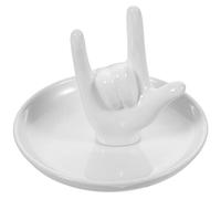 Cabilock Hand Gesture Jewelry Organizer Ceramic Ring Holder Small Dish Smooth Texture for Desktop