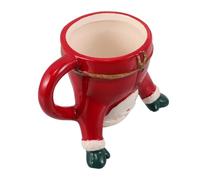 Cabilock Hand Painted Ceramic Santa Claus Mug with Festive Relief Unique Upside Down Design Christmas Cup for Holiday Beverages Artistic Painted Mug for Seasonal Decor and Gift Giving