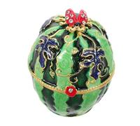 Cabilock Hand Painted Metal Watermelon Jewelry Box with Hinged Lid Compact Travel Friendly Enamel Trinket Case for Rings and Accessories Protective Interior Keepsake for Home Decor