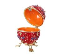 Cabilock Hand Painted Russian Egg Jewelry Box in Zinc Alloy with Hinged Structure, Vintage European Style Enameled Trinket Box for Special Occasions like Weddings Or Easter, Protects