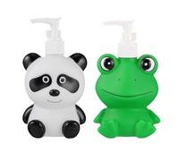 Cabilock Hand Wash Bottle 2PCS- Kids Soap Dispenser, Cartoon Bottle Dispenser Empty Shampoo Bottles (Green& Black White, 300ML)