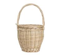Cabilock Handmade Rattan Bag Basket with Lid Womens Wicker Basket Bag Shopping Tote Handbag Round Picnic Baskets with Handles for Lunch Box Travel Office Color