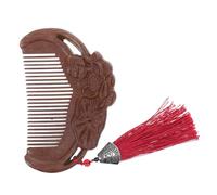 Cabilock Handmade Sandalwood Wide Tooth Comb for Men Women Portable Vintage Wood Hair Brush with Lotus Carving Anti-static Scalp Massage Detangler for Curly and Straight Hair