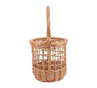 Cabilock Handmade Wicker Hanging Basket Kitchen Wall Storage Organizer for Garlic Ginger Tomato Fruits Small Rustic Woven Vegetable Keeper with Natural Craftsmanship