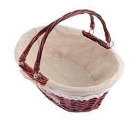 Cabilock Handmade Woven Willow Fruit Basket Portable Tote with Rustic Brown Linen Multi-purpose Decorative Organizer for Home Storage and Picnic Use