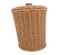 Cabilock Handwoven Rattan Laundry Hamper with Lid Round Decorative Storage Basket for Clothes Handmade Imitation Rattan Organizer Home Storage