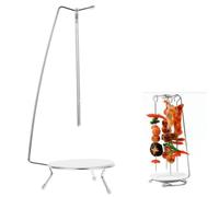 Cabilock Hanging Kebab Stand Hanging Skewers Set with Oil Dripping Bowl, Reusable Stainless Steel Kebab Skewer Holder for Food Service Grill Meat Barbecue Food