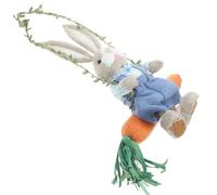 Cabilock Hanging Rabbit Figure Straw Rabbit Statue Grass and Cloth Hanging Decor Garden Decoration for Office and Courtyard