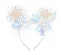 Cabilock Happy New Year Headband 2026 Christmas Star Hair Hoop Glitter Star Tinsel Hairbands Eve Head Bopper for Holiday Christmas New Year Eve Hair Accessories