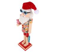 Cabilock Hawaiian Wooden Santa Claus Nutcracker Tropical Beach Decor Nutcracker Christmas Ornaments Soldier Figurine for Christmas Tree Display