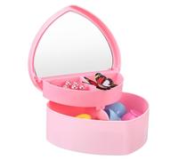 Cabilock Heart Jewellery Box for Girls, Pink Small Storage Case with Drawer | Organises rings, earrings, necklaces and hair clips together for easy access on a dressing table, shelf or bedside area