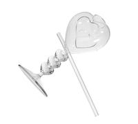 Cabilock Heart Shape Glass Wine Goblet with Straw Decorative Cocktail Drinking Cup for Parties Weddings Family Gatherings Transparent Glass Barware for Cocktails Wine Cold Drinks