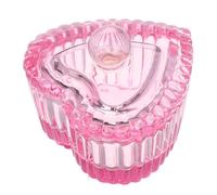 Cabilock Heart Shaped Crystal Glass Dappen Dish with Lid Nail Brush Washing Cup for Manicure Nail Polish Remover Jar Japanese Style Glossy Tool for Salon and Home Use