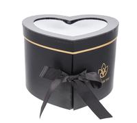 Cabilock Heart Shaped Double Layer Rotating Box Black with Preserved Flower Display for Valentine's Day Birthday Wedding Bouquet Packaging