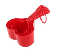 Cabilock Heart Shaped Measuring Spoon Set Nesting Design for Baking and Cooking Sturdy Plastic Red Spoons for Wet Ingredients Space-Saving Kitchen Tool with Charming Stylish Random Color
