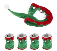 Cabilock Horse Running Boots and Velvet Elf Hat for Christmas Parades with Breathable Design, Easy to Use Holiday Decor and Festive Horse Leg Protectors