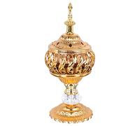 Cabilock Incense Burner Frankincense Resin Bakhoor Charcoal Burner Iron Arabian Holder Desktop Censer Decor for Bakhoor Oud Sticks Cones -Golden