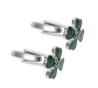 Cabilock Irish Shamrock Four Leaf Clover Cufflinks 2pcs Green Alloy Men's Modern Shirt Accessories for St Patricks Day