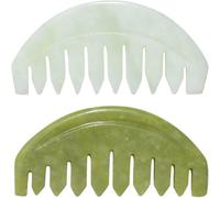 Cabilock Jade Massage Comb Set Portable Design with Smooth Polished 2pcs for Scalp Massage and Hair Care for Travel and Home Use