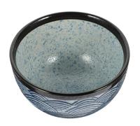Cabilock Japanese Ceramic Rice Bowl with Wave Pattern Porcelain Food Serving Bowl for Cereal Soup and Dining Smooth Surface Easy to Clean Elegant Traditional Tableware for Home and