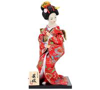 Cabilock Japanese Geisha Doll Traditional Kimono Desktop Ornament Asian Tabletop Decoration Elegant Folk Art for Home Decor and Collectibles