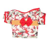 Cabilock Japanese Kimono Style Dog Clothes for Pets in Red, Comfortable Cloth Material with Delicate Design, Suitable for Cats and Rabbits to Wear at Parties and Holidays
