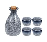 Cabilock Japanese Sake Set Ceramic Sake Pot with 4 Cups Frosted Surface Home and Restaurant Use Elegant Wine Glass Set
