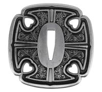 Cabilock Japanese Samurai Tanto Tsuba Handguard Replacement Metal Guard with Engraved Pattern, Ergonomic Design for Grip Comfort, 7.30x7.30x0.50cm, Suitable for Restoration and Cultural