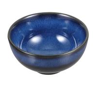 Cabilock Japanese Style Blue Glaze Ceramic Bowl Ice Crackle Finish, Medium 18cm Rice and Ramen Serving Bowl for Home Kitchen
