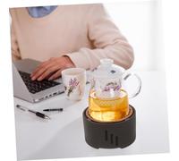 Cabilock Japanese Style Ceramic Teapot Warmer Base with Metal Pad Hollow Tea Warmer Candle Heater for Household Tea Pot Protective Tabletop Stand and Food