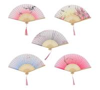 Cabilock Japanese-style Folding Fan 5pcs Folding Hand Fan Vintage Design for Summer Parties and Beach Events Foldable Natural Cool Breeze