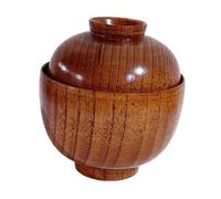 Cabilock Japanese Style Lidded Bowl Traditional Food Container for Soup Snacks Fruits Practical Decorative Wooden Tableware Break Resistant Design for Home Restaurant Use