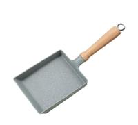 Cabilock Japanese Style Square Flat Non-Stick Frying Pan with Heat-Resistant Beech Handle Energy-Saving Thickened Composite Bottom Suitable for Induction Gas Electric Stoves for Eggs and
