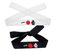 Cabilock Japanese Sushi Chef Headbands 2pcs Wide Cotton Headband Set for Cooking and Karate with Decorative Samurai Print, Chef Accessory for Sports and Culinary Use