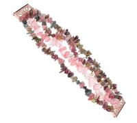 Cabilock Jewelry Raw Stone Watch Strap Compatible with Fitbit Smartwatch, Agate Crystal Pearl Inlaid Metal Band, Tourmaline Skin-friendly Elastic Wristband for Smartwatch Accessories