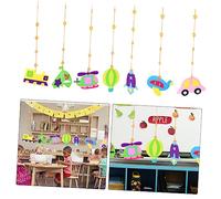 Cabilock Kindergarten Ceiling Decorations Hanging Pendant Set 7pcs Felt Traffic Vehicle Mobiles Classroom Hanging Decorations Glue Sticks for Preschool Nursery