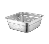 Cabilock Kitchen Colander Stainless Steel Fine Mesh Strainer Bowl Square Fruit Container Vegetable Drainer Basket Pasta Rice Food Draining Bowl Sieve Micro-Perforated Washing Basin 22cm