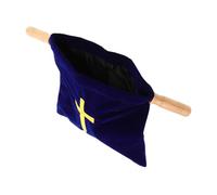 Cabilock Large Capacity Church Offering Bag with Ornate Embroidered Cross Fabric and Wooden Materials Easy to Clean Pouch for Baptism Christening Communion Ceremonies and Missions