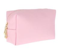 Cabilock Large Capacity Square PU Makeup Bag for Women Cross-Pattern Travel Cosmetic Pouch Lightweight Wash Bag for Outdoor Activities and Business Trips Portable Handheld Organizer in Pink