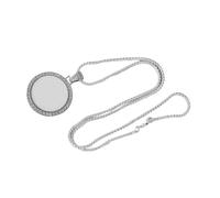 Cabilock Large Round Rhinestone Pendant Alloy Blank for DIY Sublimation Jewelry Making Heat Transfer Printable Charm Tray for Custom Photo Necklaces Statement Accessory for Women